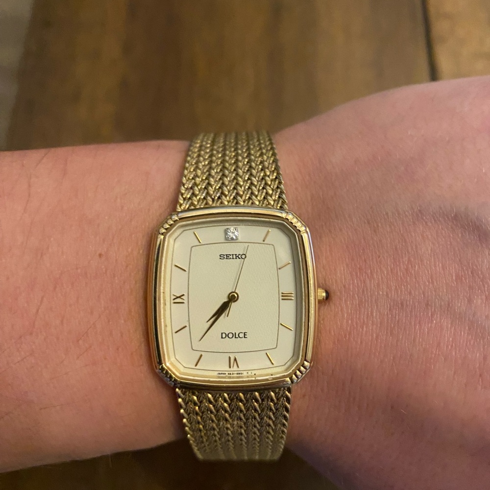 Seiko Dolce Gold-Tone Watch with Roman Numerals